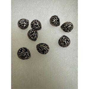 Bali Sterling Silver Oxidized Tear Drop Shape Focal Beads (set of 8)  #M-1953